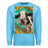 Ocean Blue Western Holstein Cow Premium Sweatshirt - LillyAllenDesigns