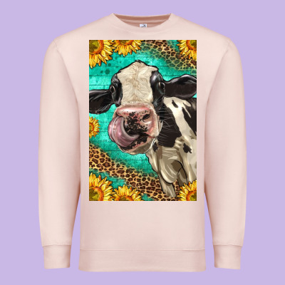 Western Holstein Cow Premium Sweatshirt Designed By Lillyallendesigns
