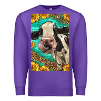 Purple Western Holstein Cow Premium Sweatshirt - LillyAllenDesigns