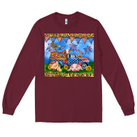 Burgundy America farm animals truck 20oz skinny tumbler Long Sleeve Tee - Neo Western
