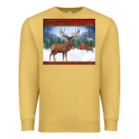Antique Gold christmas reindeer red barn country farm christmas Premium Sweatshirt - BarkalooDesign
