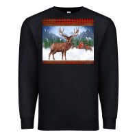 Black christmas reindeer red barn country farm christmas Premium Sweatshirt - BarkalooDesign