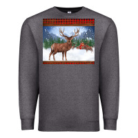 Charcoal Heather christmas reindeer red barn country farm christmas Premium Sweatshirt - BarkalooDesign