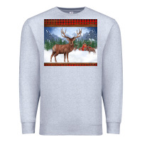 Heather Grey christmas reindeer red barn country farm christmas Premium Sweatshirt - BarkalooDesign