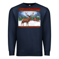 Navy christmas reindeer red barn country farm christmas Premium Sweatshirt - BarkalooDesign