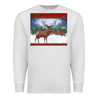 Oatmeal Heather christmas reindeer red barn country farm christmas Premium Sweatshirt - BarkalooDesign