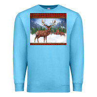 Ocean Blue christmas reindeer red barn country farm christmas Premium Sweatshirt - BarkalooDesign
