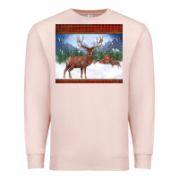 Pale Pink christmas reindeer red barn country farm christmas Premium Sweatshirt - BarkalooDesign