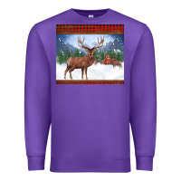 Purple christmas reindeer red barn country farm christmas Premium Sweatshirt - BarkalooDesign