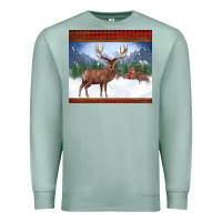 Seafoam christmas reindeer red barn country farm christmas Premium Sweatshirt - BarkalooDesign