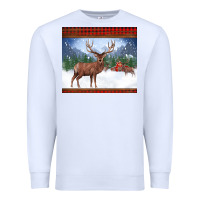 White christmas reindeer red barn country farm christmas Premium Sweatshirt - BarkalooDesign