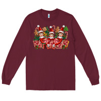 Burgundy Christmas girl elfs Long Sleeve Tee - FaDigitalArtStudio