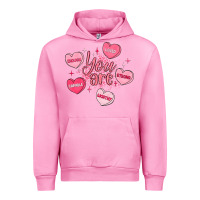 Fuchsia Pink you are enough valentines day Urban Hoodie - LillyAllenDesigns