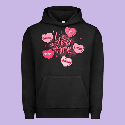 You Are Enough Valentines Day Urban Hoodie Designed By Lillyallendesigns