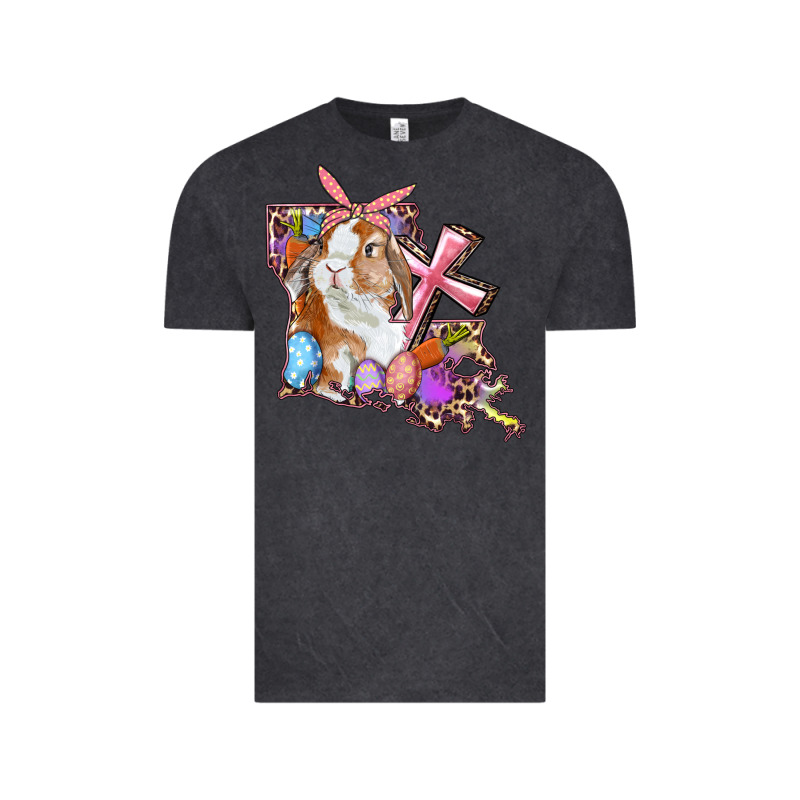 Louisiana Map Easter Bunny And Cross Vintage Tee by RanaPortraitStore | Teevron