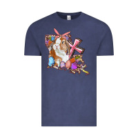 Vintage Denim Louisiana Map Easter Bunny And Cross Vintage Tee - RanaPortraitStore