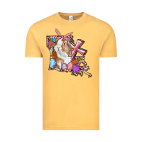 Vintage Mustard Louisiana Map Easter Bunny And Cross Vintage Tee - RanaPortraitStore