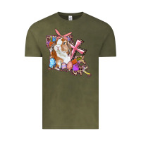 Vintage Olive Louisiana Map Easter Bunny And Cross Vintage Tee - RanaPortraitStore
