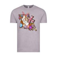 Vintage Zinc Louisiana Map Easter Bunny And Cross Vintage Tee - RanaPortraitStore