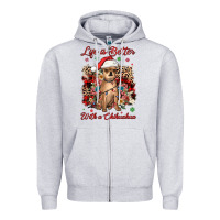 Heather Grey christmas life is better with a chihuahua Zipper Hoodie - JahusDesignShop