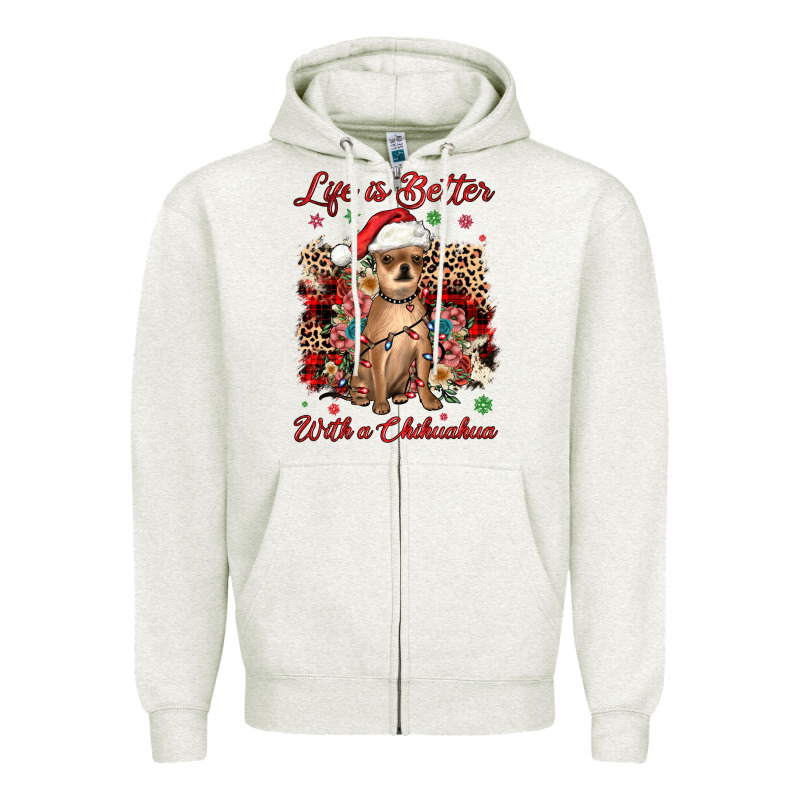 Christmas Life Is Better With A Chihuahua Zipper Hoodie by JahusDesignShop | Teevron