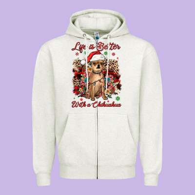 Christmas Life Is Better With A Chihuahua Zipper Hoodie Designed By Jahusdesignshop