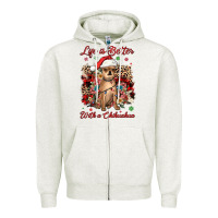 Oatmeal Heather christmas life is better with a chihuahua Zipper Hoodie - JahusDesignShop