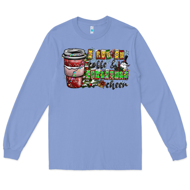 I Run On Coffee And Christmas Cheer Long Sleeve Tee by CowhideDigitalArt | Teevron