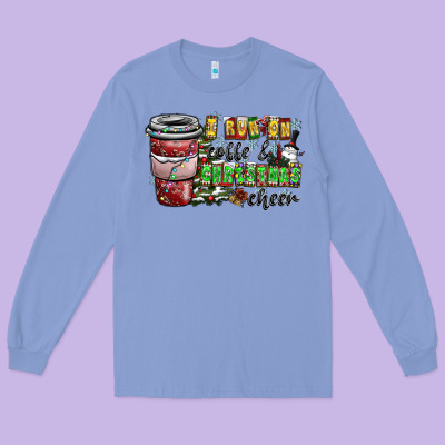I Run On Coffee And Christmas Cheer Long Sleeve Tee Designed By Cowhidedigitalart