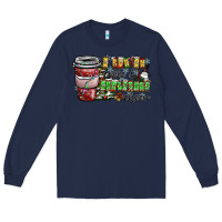 Navy I Run On Coffee And Christmas Cheer Long Sleeve Tee - CowhideDigitalArt