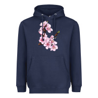 Navy Peach Blossom Heavyweight Hoodie - LillyAllenDesigns