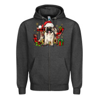 Charcoal Heather christmas joy pug Zipper Hoodie - JahusDesignShop