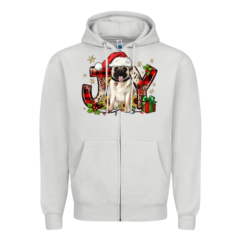 Christmas Joy Pug Zipper Hoodie by JahusDesignShop | Teevron