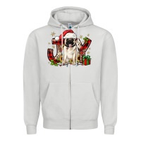 Dove Grey christmas joy pug Zipper Hoodie - JahusDesignShop