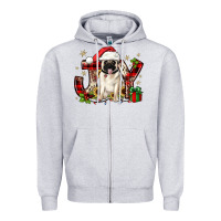 Heather Grey christmas joy pug Zipper Hoodie - JahusDesignShop