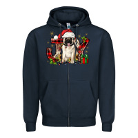 Navy christmas joy pug Zipper Hoodie - JahusDesignShop