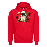 Red christmas joy pug Zipper Hoodie - JahusDesignShop