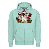 Seafoam christmas joy pug Zipper Hoodie - JahusDesignShop