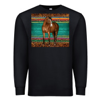 Black western horse serape  leather leopard Premium Sweatshirt - BarkalooDesign