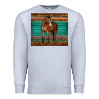Heather Grey western horse serape  leather leopard Premium Sweatshirt - BarkalooDesign