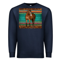 Navy western horse serape  leather leopard Premium Sweatshirt - BarkalooDesign