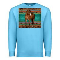 Ocean Blue western horse serape  leather leopard Premium Sweatshirt - BarkalooDesign
