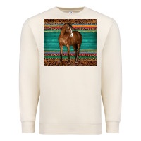Sandshell western horse serape  leather leopard Premium Sweatshirt - BarkalooDesign