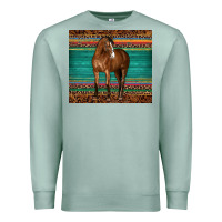 Seafoam western horse serape  leather leopard Premium Sweatshirt - BarkalooDesign