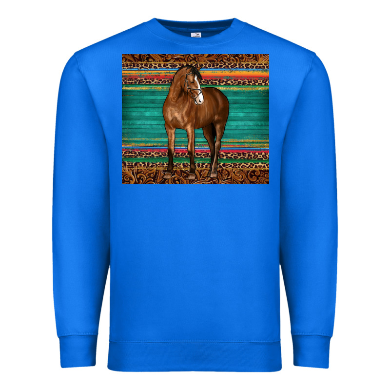 Western Horse Serape  Leather Leopard Premium Sweatshirt by BarkalooDesign | Teevron