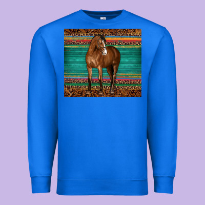 Western Horse Serape  Leather Leopard Premium Sweatshirt Designed By Barkaloodesign