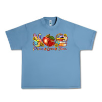 Pebble Blue peace love teach Urban Heavy Tee - texasbilliewilder