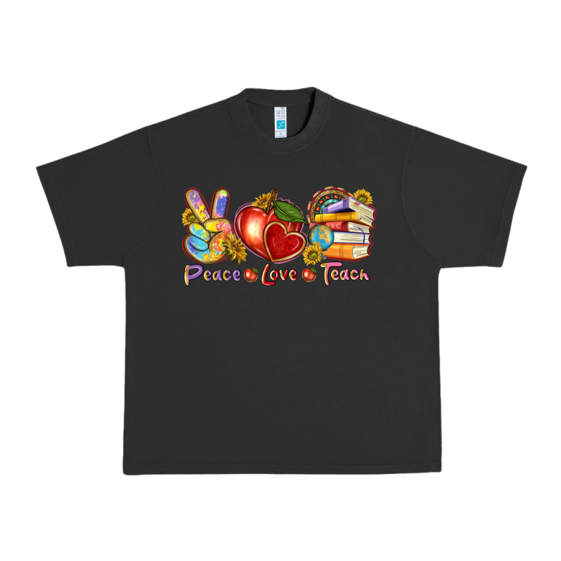 Peace Love Teach Urban Heavy Tee by texasbilliewilder | Teevron