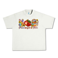 Pistachio peace love teach Urban Heavy Tee - texasbilliewilder