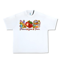 White peace love teach Urban Heavy Tee - texasbilliewilder